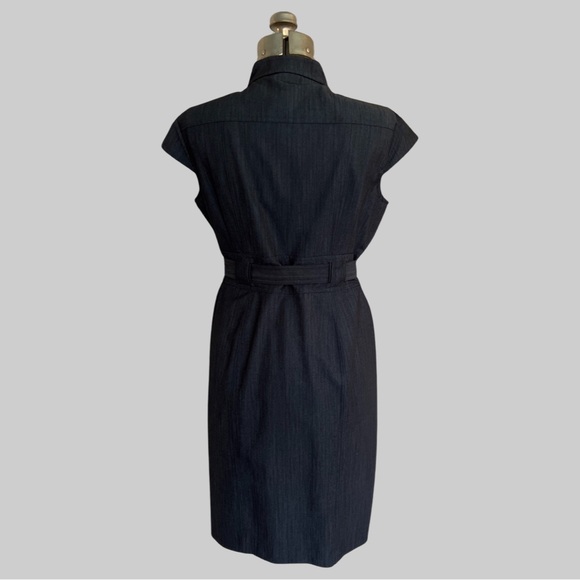 CALVIN KLEIN BUTTON UP SHIRT DRESS WITH CAP SLEEVES - NAVY - SIZE LARGE - Picture 3 of 6